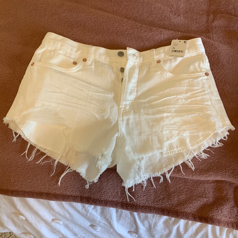 White free people ripped jean shorts